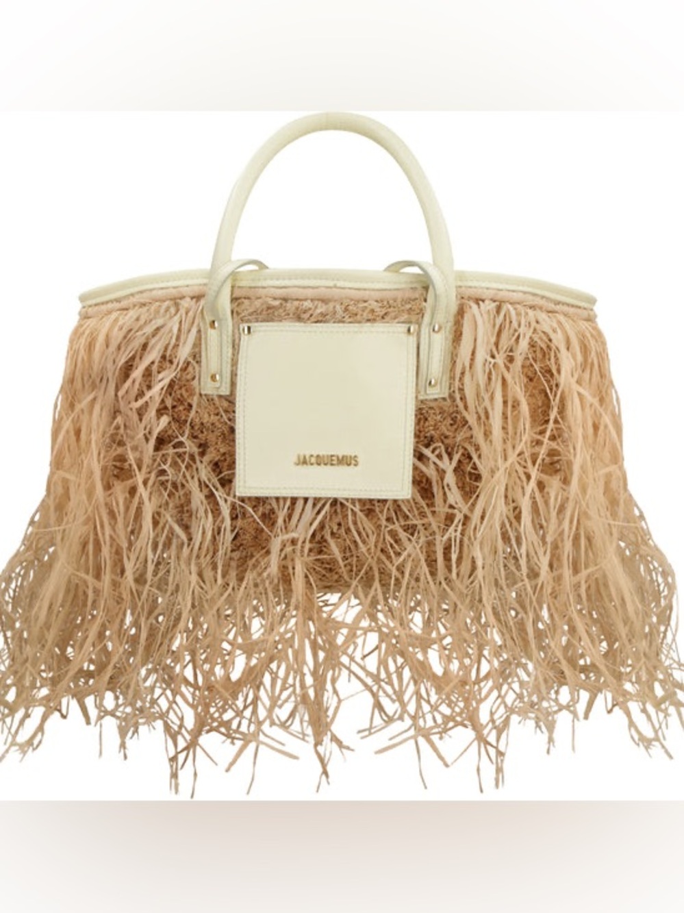 JACQUEMUS Le Panier Soli fringed raffia tote bag sold out style